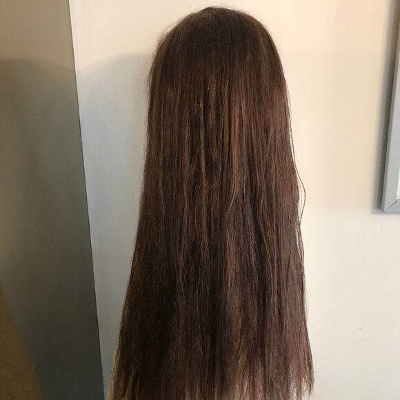 Ladies Long Straight Dark Brown Wig - Picture 3 of 6